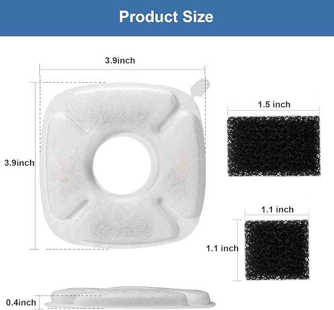 Brand 16 Pack Replacement Filters & 16 Pack Replacement Pre-Filter Sponges for Veken 95oz/2.8L Bellflower Pet Fountain Cat Water Fountain Dog Water Dispenser