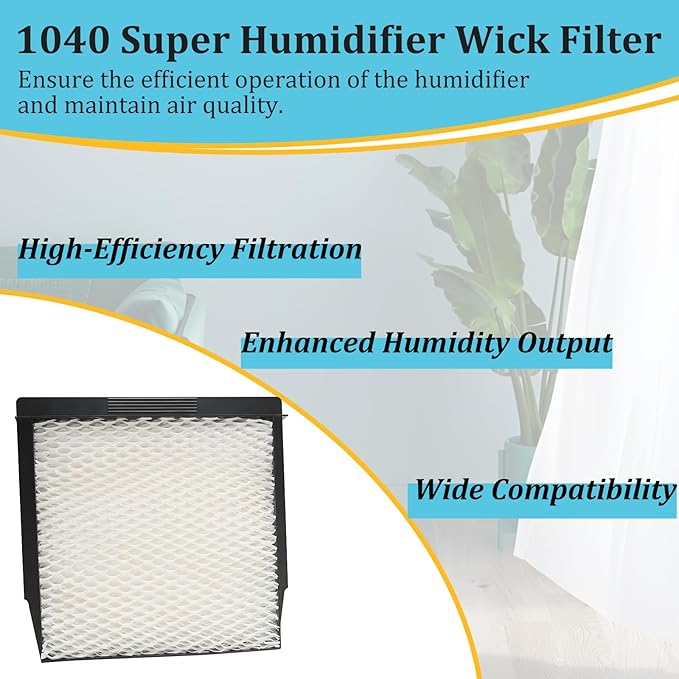 1040 Super Humidifier Wick Filter for Essick Air AIRCARE B40 7D6 100 CM330ABLK CM330AWHT CM330DBLK CM330DWHT E35000 E27000 2PCS - AquaVibe