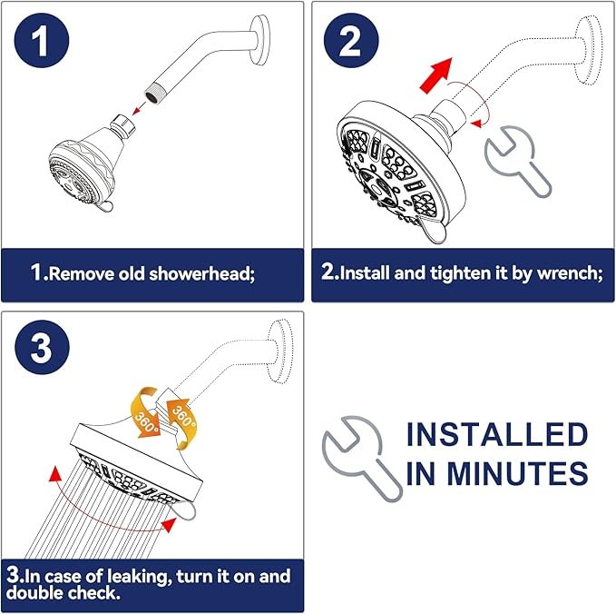 HOPOPRO Upgraded 9 Settings High Pressure Shower Head, NBC News Recommended Brand Fixed Showerhead Bathroom Showerhead Multi-functional Rainfall Showerhead for Low Water Flow (Brushed Nickel)