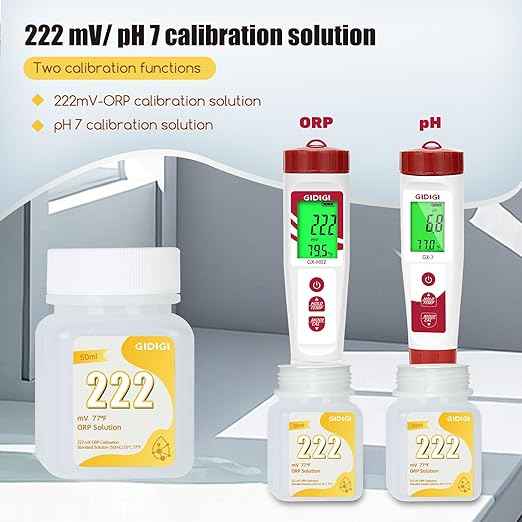 pH ORP Meter Calibration Buffer Solution Kit, Includes pH 4.00, 7.00 and pH 10.01 Solution,ORP 222mV Calibration Solution