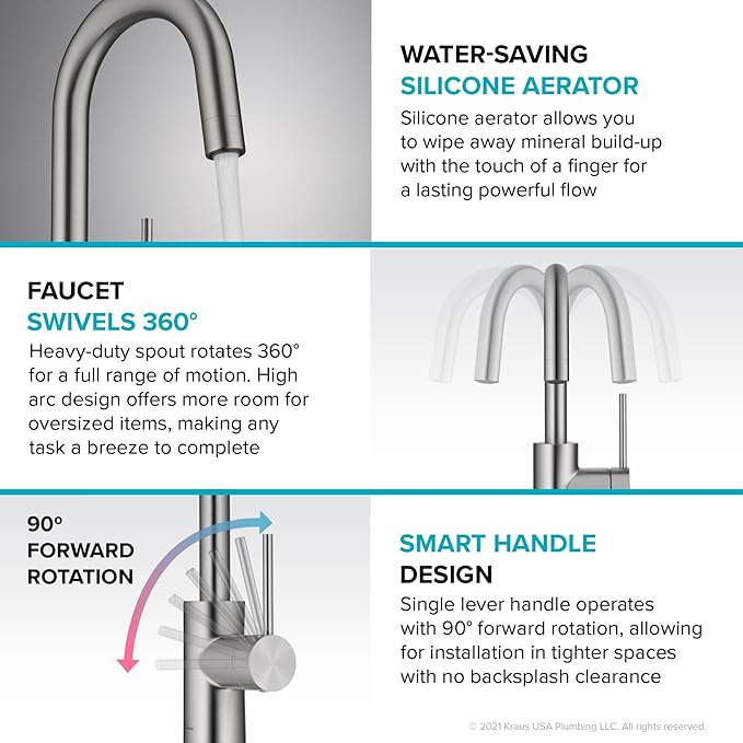KRAUS Oletto Single Handle Kitchen Bar Faucet with QuickDock Top Mount Installation Assembly in Spot Free Antique Champagne Bronze, KPF-2600SFACB