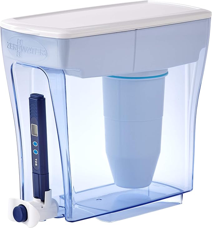 ZeroWater Official 5-Stage Water Filter for Replacement & 20 Cup 5-stage Water Filter Dispenser, NSF Certified To Reduce Lead, Other Heavy Metals And PFOA/PFOS, White And Blue