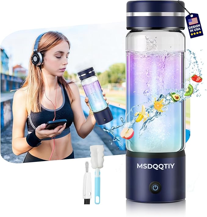 5.0 Upgrade 4000PPB High Concentration Hydrogen Water Bottle Generator【NO.1-24-Hour Hydrogen Lock】 SPE PEM Technology, Double Hydrogen Content & High Borosilicate Glass for Post-Workout Recovery