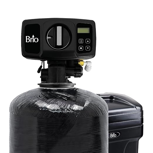 Brio WSFS9534 Whole House Water Softener System, 4+ Bathrooms, 64,000 Grains, 10 GPM, 12" x 52" Resin Tank, High-Efficiency Valve Head, Fully Compatible w/Existing Water Filtration System