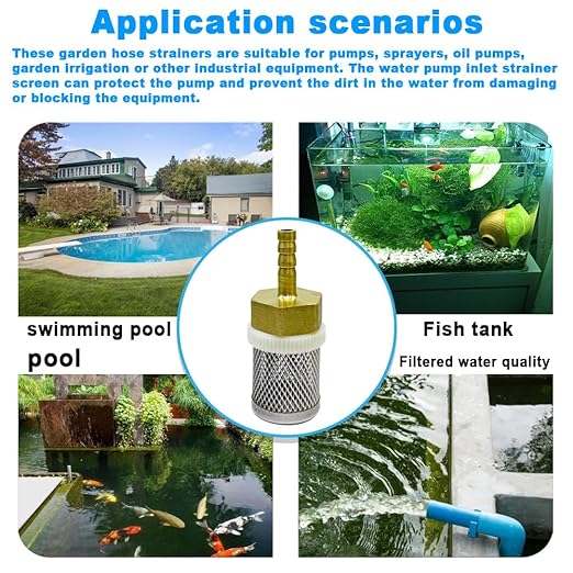 Stainless Steel Filter Copper Tube Joint 6mm Diameter Hose Connection, Garden, Swimming Pool, Fish Tank Hose Filter, Suction Strainers Used to Remove Debris and Reduce Solid Entry(6mm)