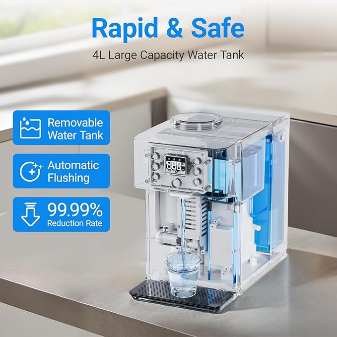 Countertop Reverse Osmosis Water Filter System, Cobectal 8 Stage RO Water Purifier, 4:1 Pure to Drain, Reduce TDS, No Installation Required, Desktop Water Filter for Home, Office, RVs, Black