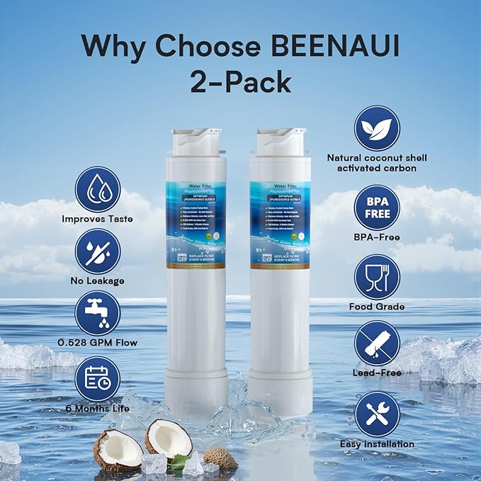 Water Filter Replacement, Compatible with EPTWFU01 and Pure Source Ultra II, EWF02, EPTWFU01C, 4562222, 012505454226, 807946701 – Advanced Filtration Technology, Long Life Span, 2 Pack - AquaVibe
