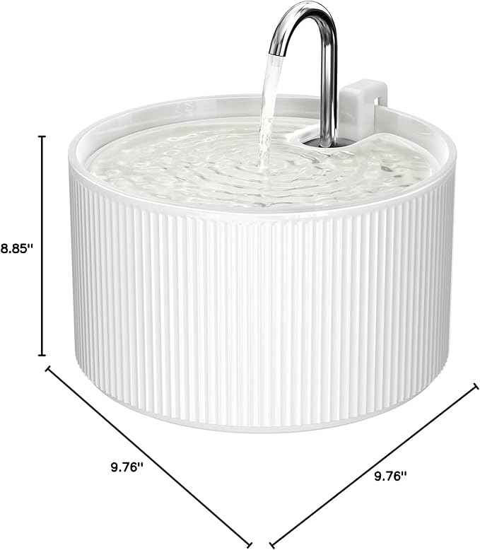 Voluas Ceramic Cat Water Fountain, 2.2L/74oz Cat Fountains for Drinking Indoor, Automatic Pet Water Dispenser with Ultra-Quiet Pump and Replacement Filter, Kitty Watering Supplies, Easy Clean BPA-Free
