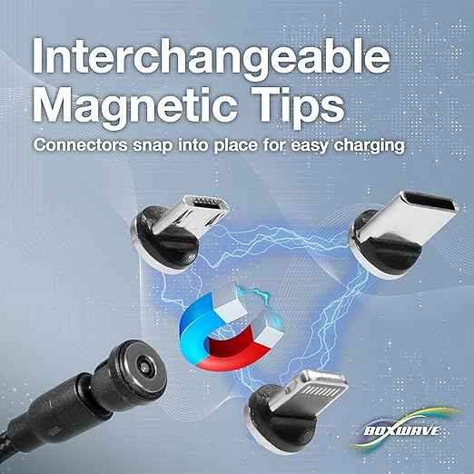 BoxWave Cable Compatible with LARQ Bottle PureVis 17 oz - MagnetoSnap AllCharge Cable, Magnet Charging Cable USB Type-C Micro USB - Jet Black