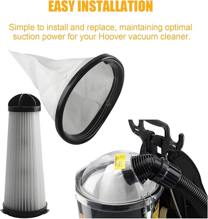 Aillsa Replacement for Hoover Vacuum HEPA Cloth Bag Liner and Filter Compatible with Hoover Part 2KE2105000 2KE2110000 2-KE2110-000 Fits Hoover Backpack Vacuum Cleaner C2401 & Royal RY4000 RY4001 - AquaVibe