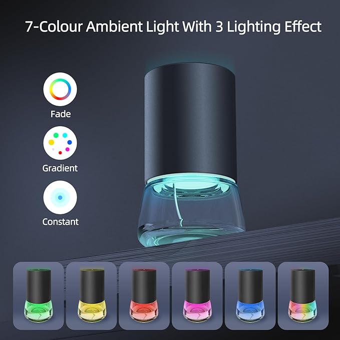 Waterless Essential Oil Diffuser 100ML Large Capacity Battery Powered Diffuser with 7 Colors LED Lights for Large Room Living Room Bedroom Office Aluminum Alloy