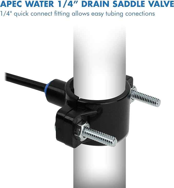 APEC Water Systems Drain Saddle Valves with 1/4" and 3/8" Quick Connect Fittings for Under-Sink Reverse Osmosis Systems