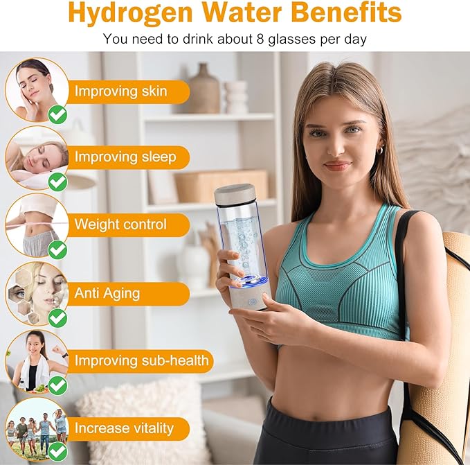 2026 Upgrade Hydrogen Water Bottle, Hydrogen Water Generator with Advanced SPE PEM Technology, 420ml(14OZ) Hydro Water Machine, Portable Water Ionizer for Office, Travel, Fitness & Everyday Hydration