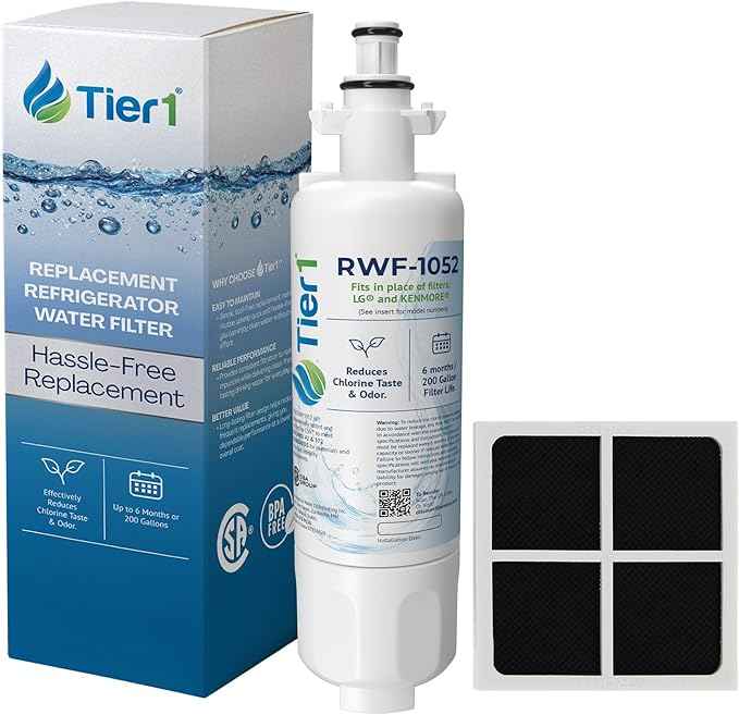 Tier1 RWF1052 ADQ36006101 Refrigerator Water & Air Filter Combo | Replacement for LG LT700P & Kenmore 9690 Fridge Filter - Lasts up to 6 Months | Easy Install | Odor Control | Great Tasting Water