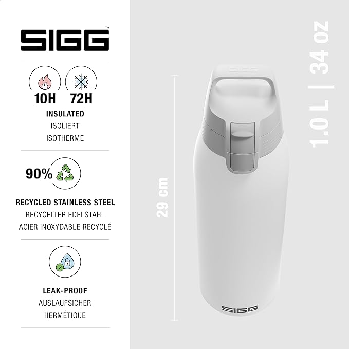 SIGG - Shield Therm- Stainless Steel Insulated Water Bottle - Carbonated Drinks, Leakproof, BPA Free, Recycled, 25, 34Oz