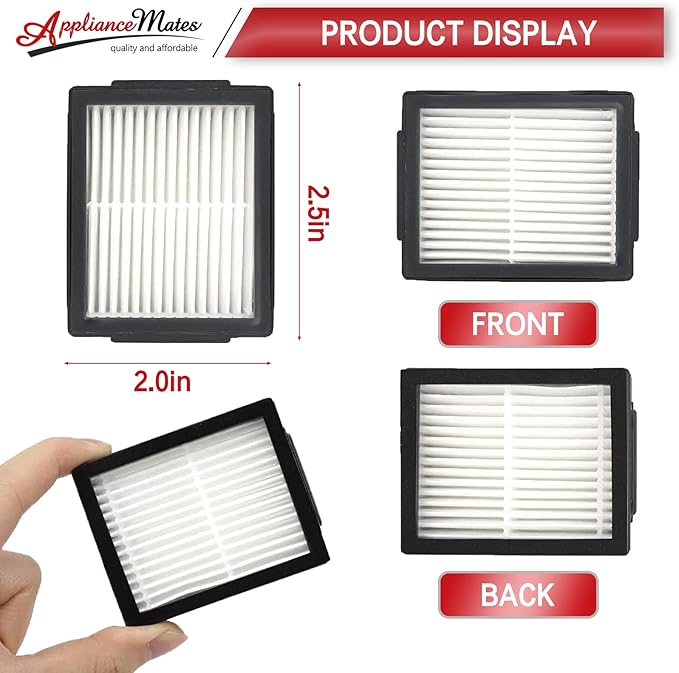HEPA Filters Replacement for iRobot Roomba E I & J Series i7 i7+/plus i3 i3+ E5 E6 E7 i4 i4+ i5 i5+ i6 i6+ i8 i8+ Vacuum Cleaner, 12 Pack High Efficiency Filters + 1 Cleaning Brush - AquaVibe