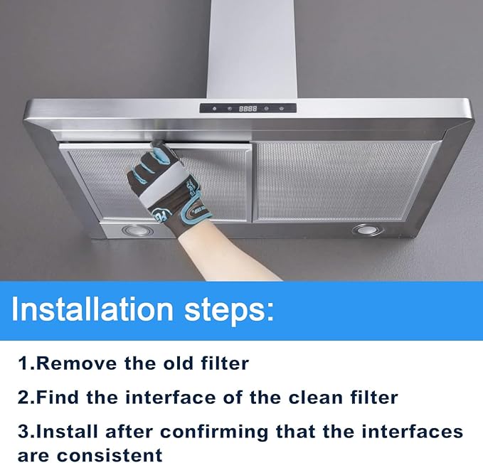 2 Pack Replacement Air Filter For 41F, 97007696, 97005687 Broan Nutone Range Hood Grease Mesh Charcoal Carbon Combo - Filter Size 8.75 x 10.5 x .44 Inches - AquaVibe