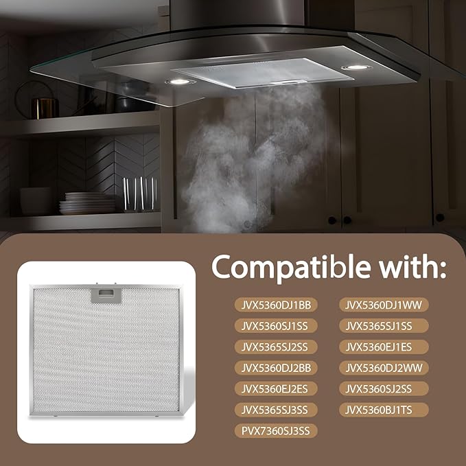 2 PCS WB02X27203 Range Hood Grease Filter Compatible with GE Range Hood JVX5360DJ1BB JVX5360DJ1WW JVX5360SJ1SS JVX5365SJ1SS JVX5365SJ2SS - AquaVibe