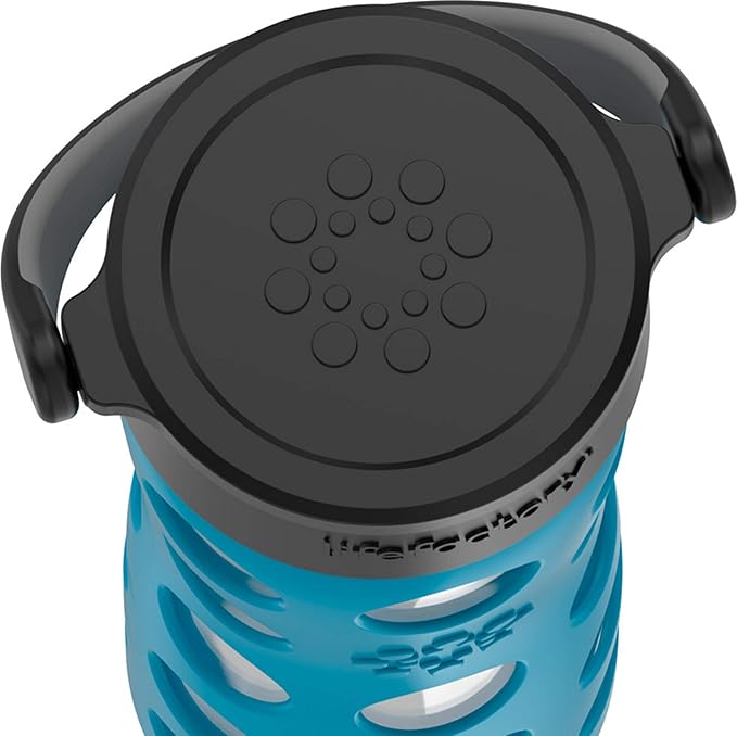 Lifefactory 16-Ounce BPA-Free Glass Water Bottle with Classic Cap and Protective Silicone Sleeve, Teal Lake