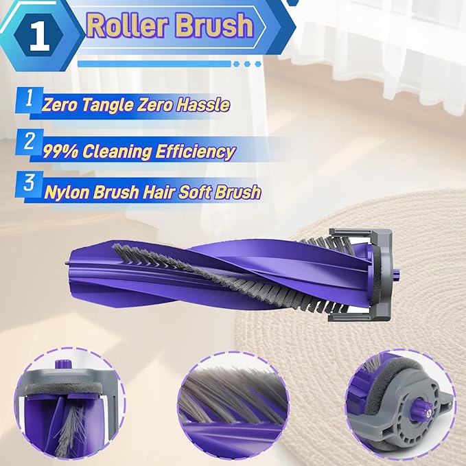 Accessories Replacement Compatible with Narwal Freo X Ultra/Plus Robot Vacuum, 12 Vacuum Accessories Set, 1 Main Brush, 2 Hepa Filter, 2 Dust Bags, 6 Side Brushes, 1 Cleaning Brush - AquaVibe