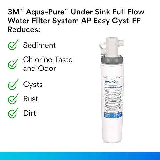 Aqua-Pure Under Sink Full Flow Water Filter System Cyst-FF, Reduces Class 1 Particulate, Asbestos, Lead, Mercury, Bad Taste and Odor