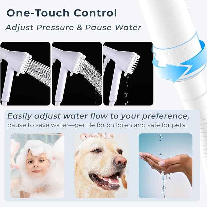Ryamen 2026 Magnetic Filtered Shower Head with Handheld– High Pressure Showerhead with Power Wash Mode, Chlorine Removal, Massage Brush, Pressure Adjustable, One-Touch Pause & Stainless Steel Hose