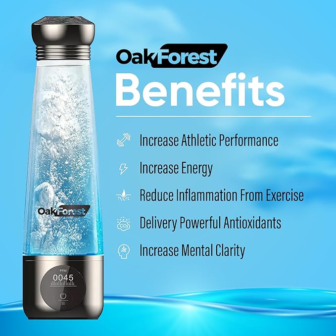 Portable Hydrogen Water Bottle with SPE PEM Technology | OLED Display USB Rechargeable High-Efficiency Hydrogen Rich Water Cup from 1500 up to 3000 PPB with Ionizer Membrane | 270ml