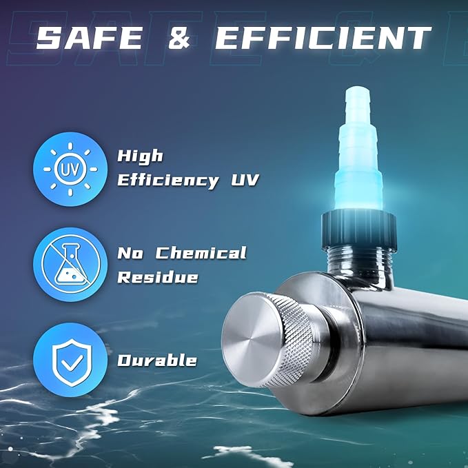55W UV Light for Above Groud Pool Cold Plunge Aquarium Algae Control with UVC Bulb Stainless Steel Ultraviolet Green Water Machine Algae Remover for Pond