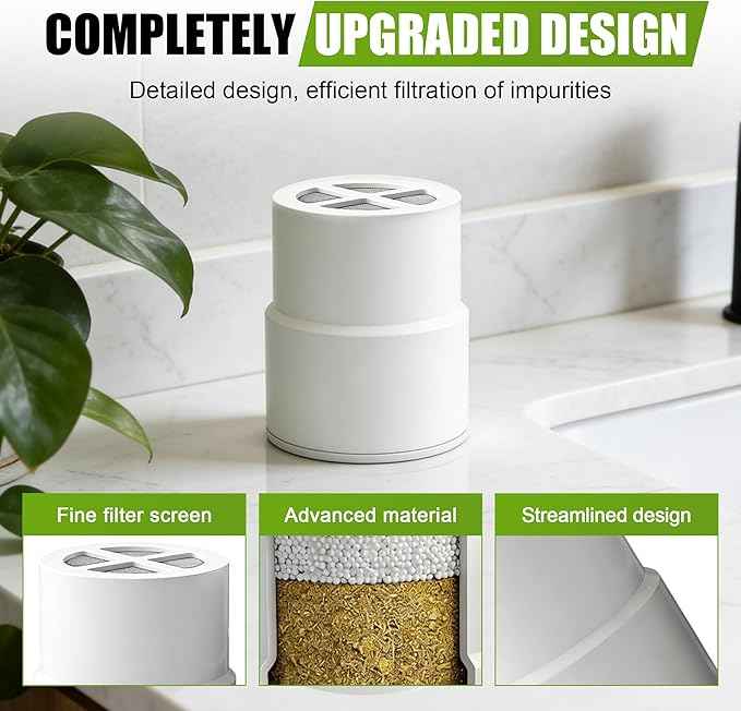 Replacement Filter for JOLIE Shower Head, Compatible with JOLIE Shower Filter Cartridge, Reduces Chlorine, Heavy Metals & Impurities, Softens Skin & Hair 3-Pack