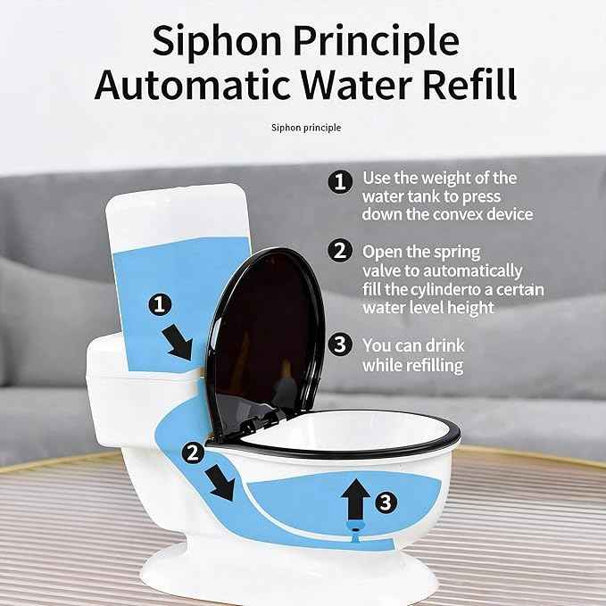 Cat Water Dispenser,Funny Toilet Shaped Pet Gravity Bowl, Automatic Flow No Electricity Needed with Healthy Pets Water Station for Cats and Small/Medium Dog