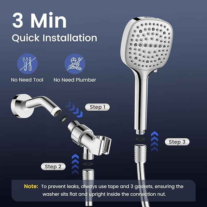 Filtered Shower Head with Handheld, High Pressure 7 Spray Showerhead with Filters, Detachable Shower Heads, Water Softener Filters for Hard Water - Remove Chlorine (Chorme)