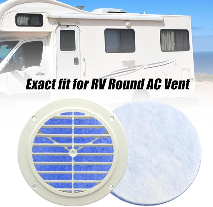 6 or 12Pcs 5.25 Inches RV Air Filter, Round Air Duct AC Filter, RV AC Vent Filter, MERV-6 RV Air Conditioner Filter (12) - AquaVibe