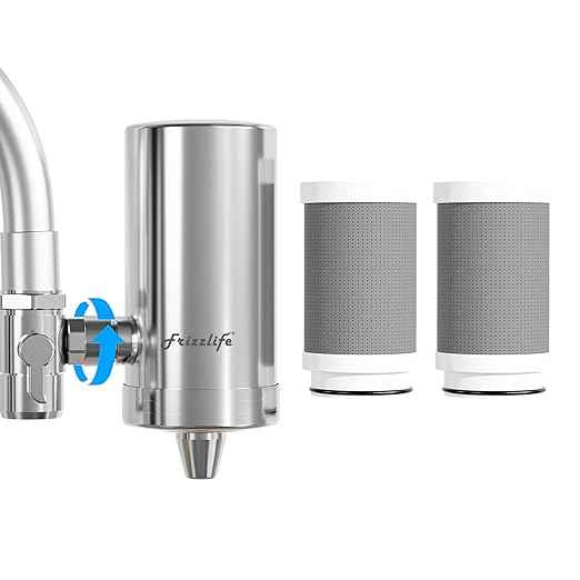 Frizzlife FS99 Water Filter for Sink Faucet, 2 Filters (1 pre-installed) Certified Reduce 99% Lead, Heavy Metal For Skin Care, 360° Rotating＆304 Stainless Steel Tap Water Purifier for Kitchen/Bathroom - AquaVibe