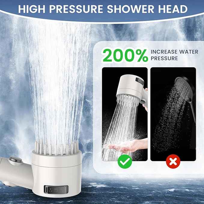 Filtered Shower Head with Handheld, High Pressure 5-Spray Shower Head with Filters for Hard Water, ON/OFF Switch Showerhead for Pets Bath, Shower Heads with Stainless Steel Hose Remove Chlorine