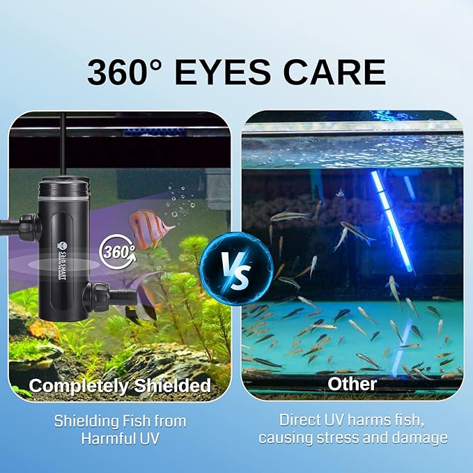 SainSmart XpertMatic Aquarium 10W Clean Light, Mini Submersible Aquarium Light with Timer, Waterproof Cleaning Lamp Greening for 40-80 Gallon Fish Tank and Aquariums