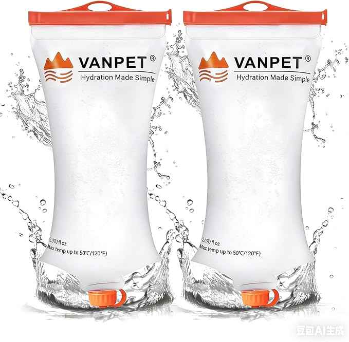 Upgrade Water Bag 2L Compatible with Sawyer Squeeze Water Filter, Durable TPU Material, BPA & PVC Free Squeeze Pouch, Collapsible Hydration Canteens for Camping Hiking Cycling (2 Pcs)