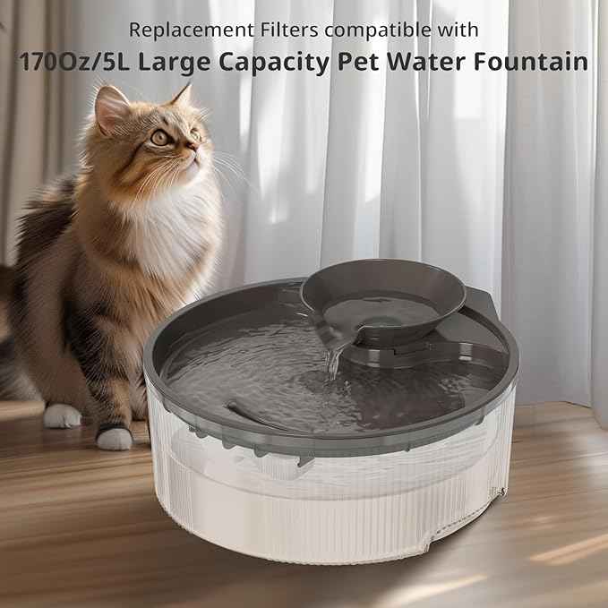 9 Pack Dog Water Fountain Filters for 170oz/5L Pet Water Dispenser Fountain Filters, Supersuki Multiple Filtration Dog Water Filter Replacement(9 Filters+ 9 Sponges)