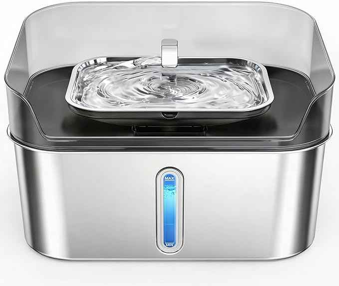 No Spill Dog Water Fountain Stainless Steel for Large Dogs, 8L/2.1Gal Ultra Quiet Pet Water Fountain for Cats Dogs Indoor, Automatic Dog Water Bowl Dispenser