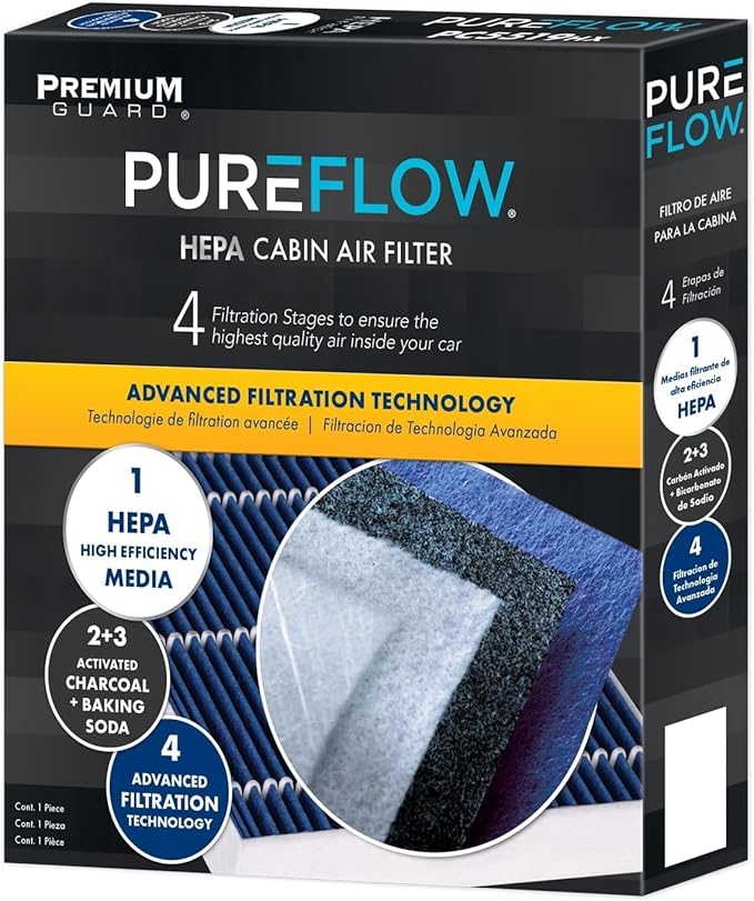 PureFlow HEPA Cabin Air Filter PC99237HX | Fits 2018-2025 Toyota Camry, 2021-2025 Sienna, 2022-2025 Corolla Cross, 2019-2025 Lexus ES350, 2017-2025 Toyota Hilux, 2022-2025 Lexus NX350