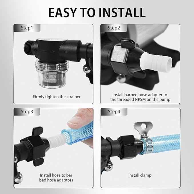 WASSERMANN RV Water Pump 12V DC 4008-101-A65/E65 Replacement, 3.0 GPM 55PSI, Quiet Pump with Pressure Switch for Camper RV Shower Garden Industrial Yacht Sprayer Food Truck Travel Trailer Water Pumps