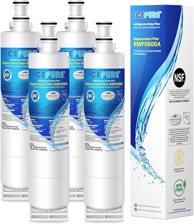 ICEPURE 4396508 Refrigerator Water Filter Compatible with Whirlpool 4396508, 4396510, edr5rxd1, filter 5, 4392857, NL240V, WFL400, 9010 filter, wf285, 4396547, RWF0500A 4 PACK - AquaVibe