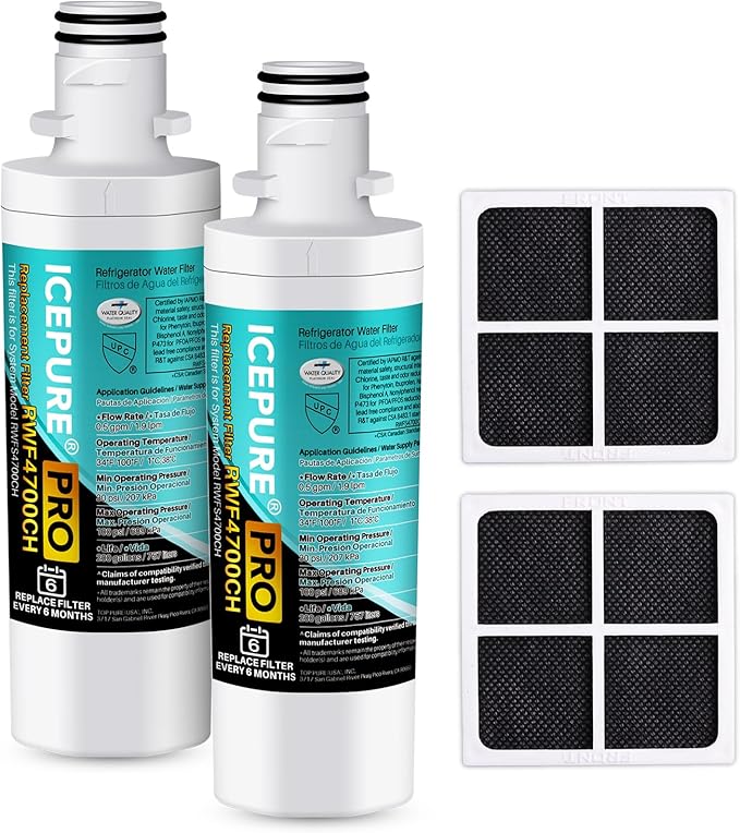 ICEPURE PRO ADQ747935 NSF/ANSI 401NSF/ANSI 42 Certified Replacement LT1000P, Kenmore Elite 9980, ADQ74793501, LT1000PC LSFXC2496D ADQ74793502 LFXC24796S Refrigerator Water and LT120F Air Filter 2Combo
