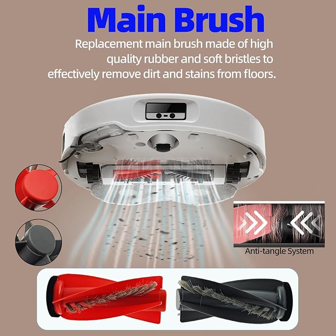 Replacement Parts Accessories Kit Compatible with Roborock Qrevo Curv/Qrevo Edge/Qrevo S5V/Curv S5X/Edge S5A Robot Vacuum Cleaner 1 Dual Main Brush,6 Side Brushes,4 Hepa Filters,4 Mop Pad,4 Dust Bags - AquaVibe