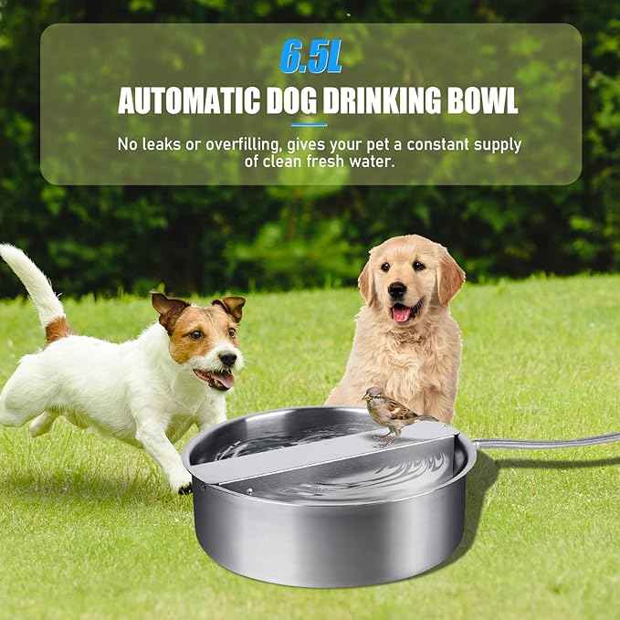 Automatic Dog Water Bowl Dispenser Large Breed Stainless Steel Auto Fill Dog Waterer with Float Valve Livestock Water Trough for Large Dogs Cats Chicken Livestock