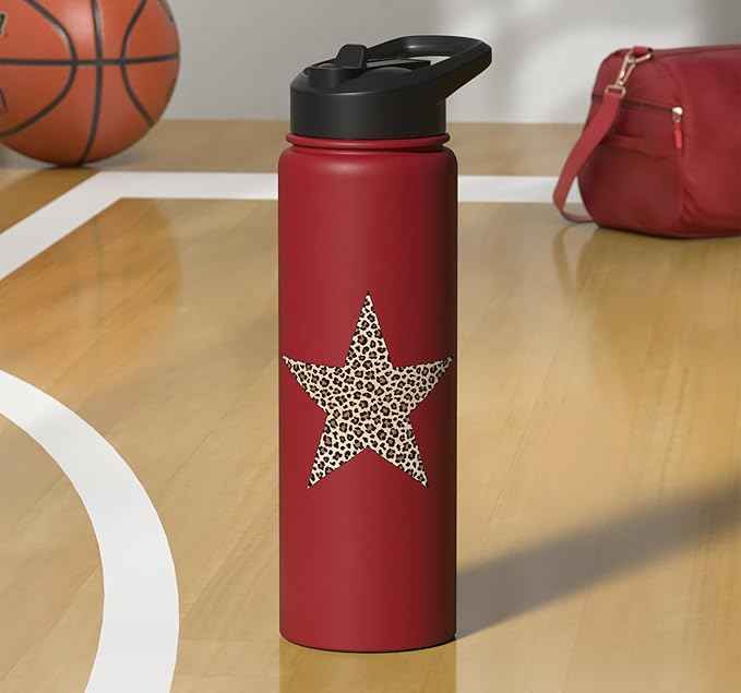 Star Shape - Cute Cheetah Leopard Print Graphic Stainless Steel Insulated Water Bottle