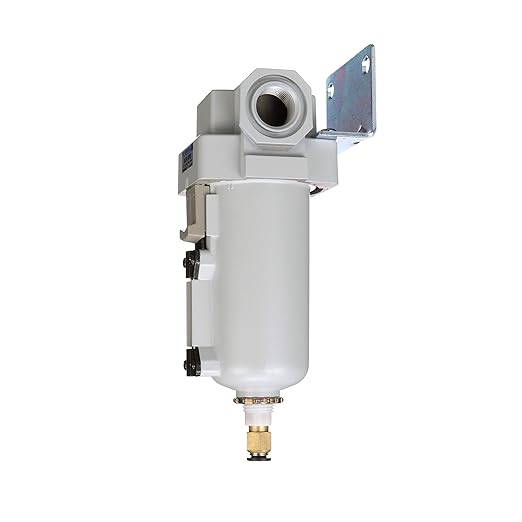 PneumaticPlus SAFM400-N04BD-MEP Compressed Air Coalescing Filter, 0.1 Micron, 1/2" NPT - Metal Bowl, Auto Drain, Bracket - AquaVibe