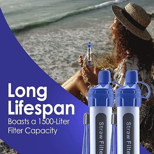 Logest 6 Pack Water Filter Straw - Portable, Compact, Multipurpose Water Purification Device for Outdoor Activities, Emergency Kits, Camping, Travel