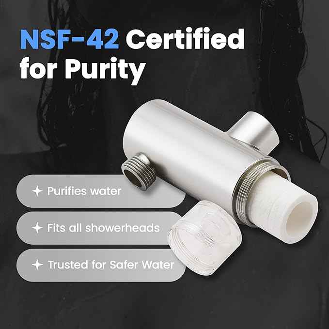 NSF 42 Certified Universal & Easy Installation Shower Filter - High Output Water Softener System with 3 Replacement Cartridges - Hard Water Filter for Healthier Skin, Hair & Nails