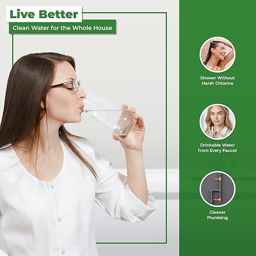 Rotek Water Systems Whole House Water Filtration System, 3-Stage Water Filter System, SED, PHO, ACB, Clean Water, Sediment, Carbon Block, & Polyphosphate Anti-Scale Filter, 20 Inch