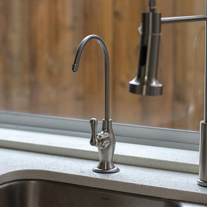 NU Aqua Heavy Duty Reverse Osmosis Drinking Water Faucet – Kitchen Bar Sink Spout with 1/4” Connection (Coke Bottle, Brushed Nickel)
